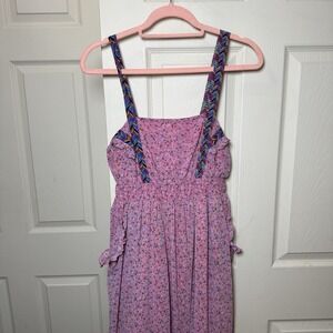 i ♡ ronson Maxi Women's Dress Boho With Pockets Pink Floral Ruffles